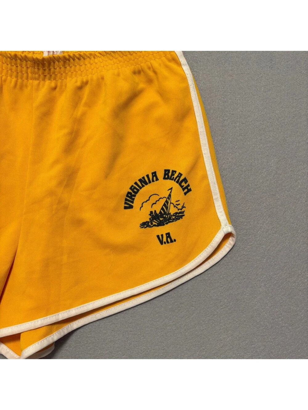 VTG 70's Champion Virginia Beach Gym Track Running Shorts Women's S Yellow Retro